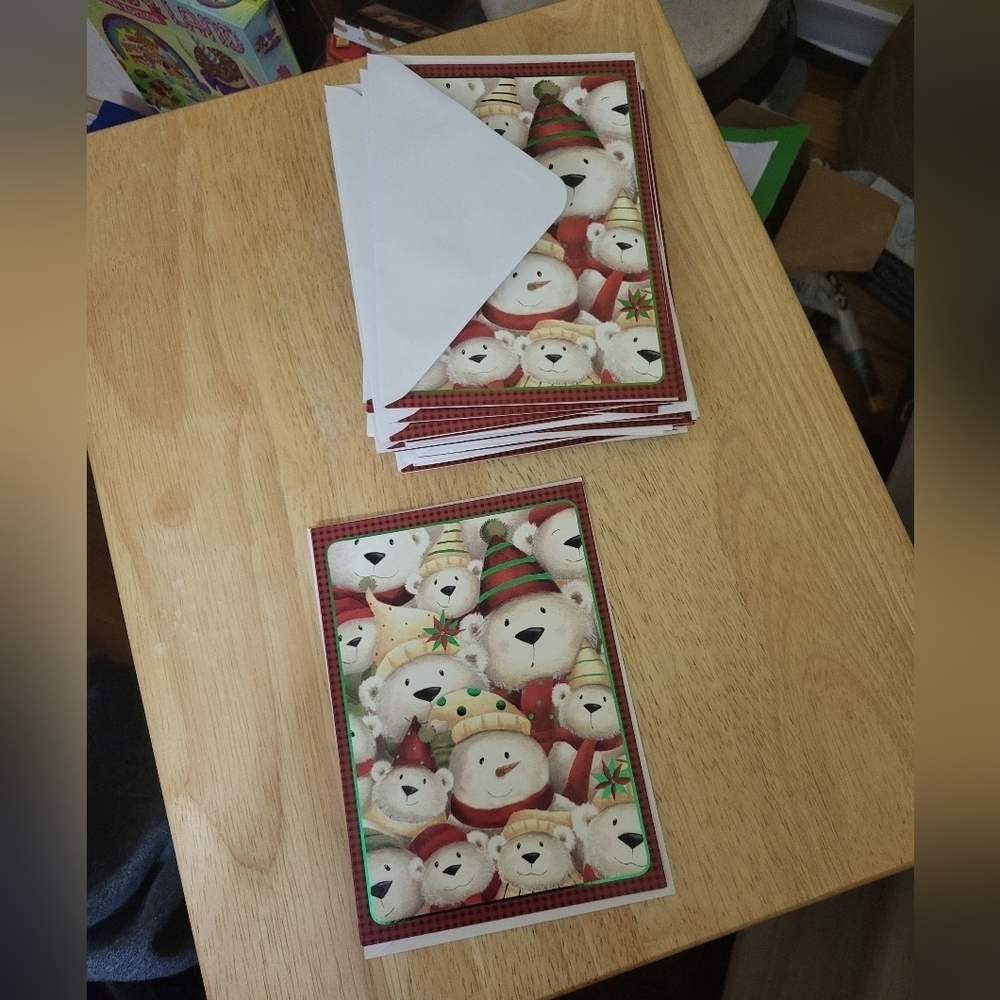 Lot Of 32 French Christmas Polar Bear Greeting Cards